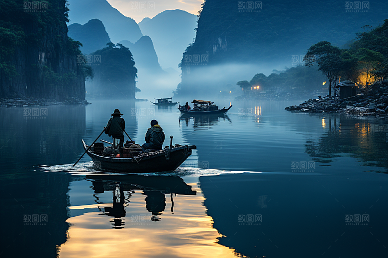 桂林山水唯美河流摄影图