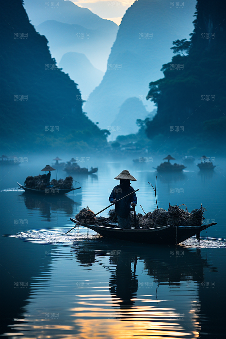 桂林山水旅行漓江摄影图