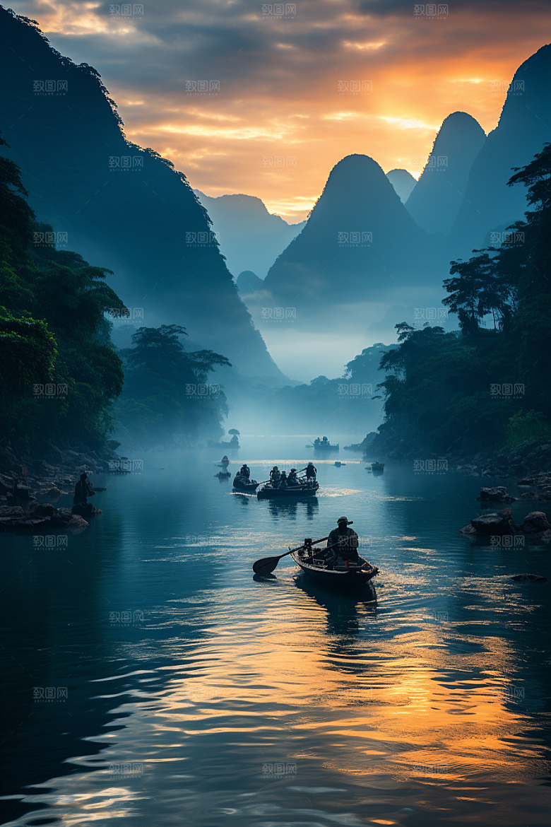 桂林山水河流旅游摄影图