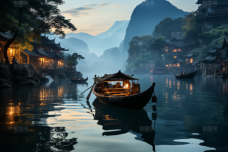 桂林山水风光河流摄影图