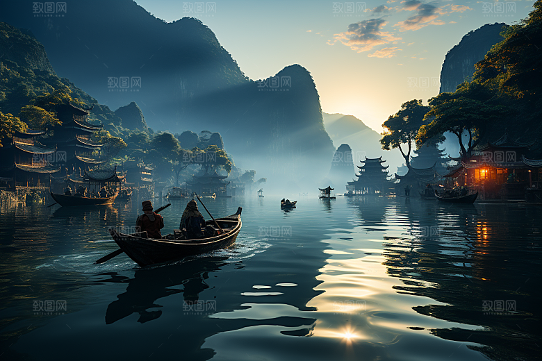 桂林山水高清河流摄影图