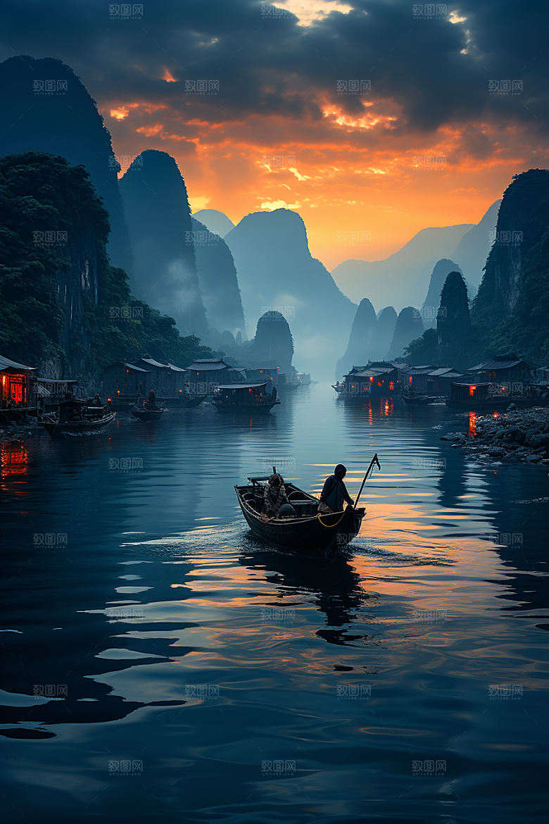 桂林山水旅行精致摄影图