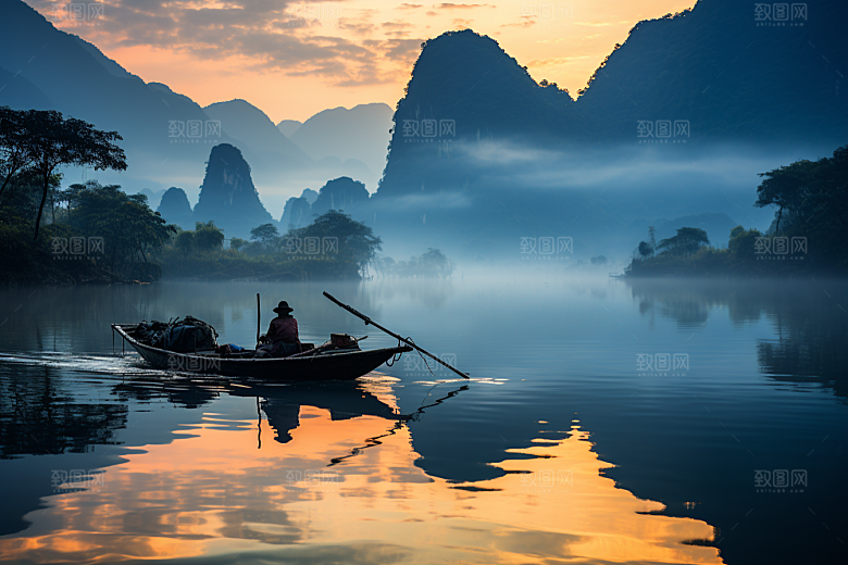 桂林山水阳朔广西摄影图