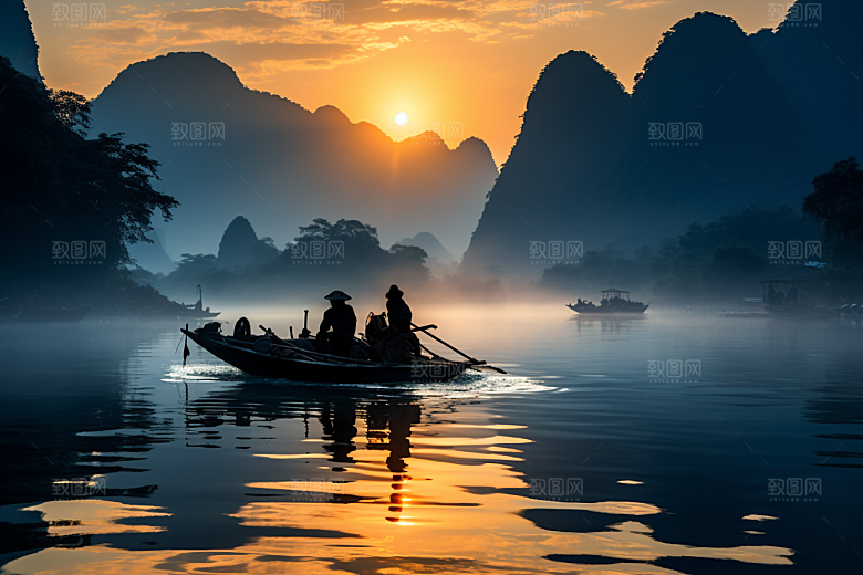 桂林山水旅游大气摄影图