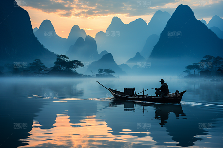 桂林山水河流旅行摄影图