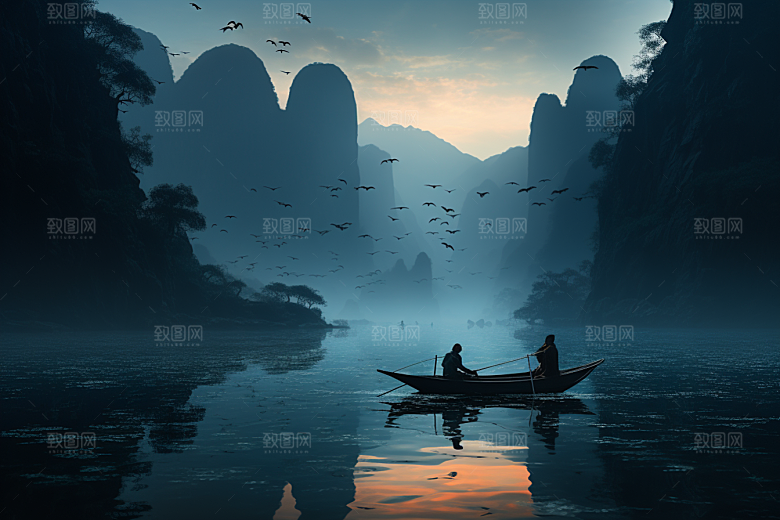 桂林山水漓江唯美摄影图