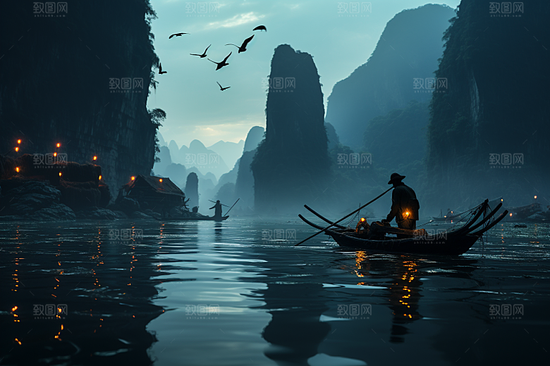 桂林山水唯美喀斯特地貌摄影图