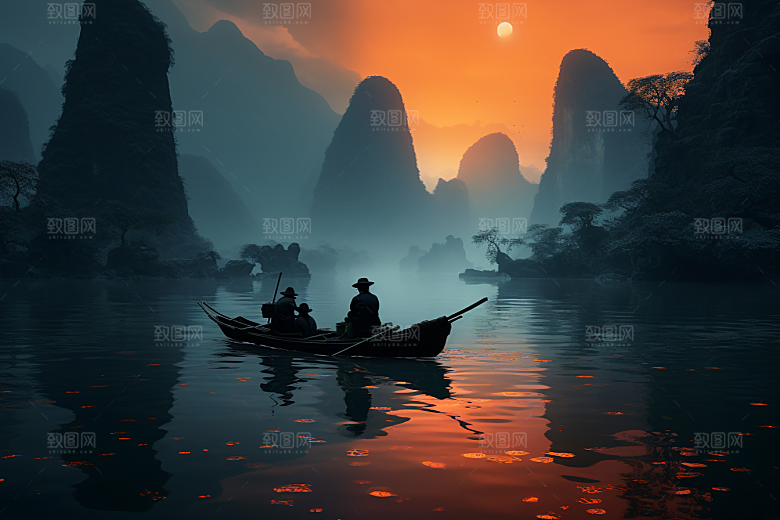 桂林山水河流山川摄影图