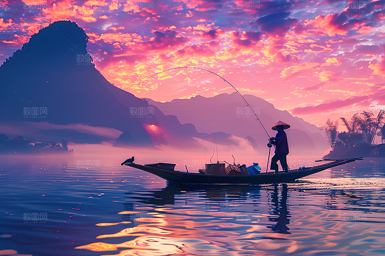 桂林山水旅游河流摄影图