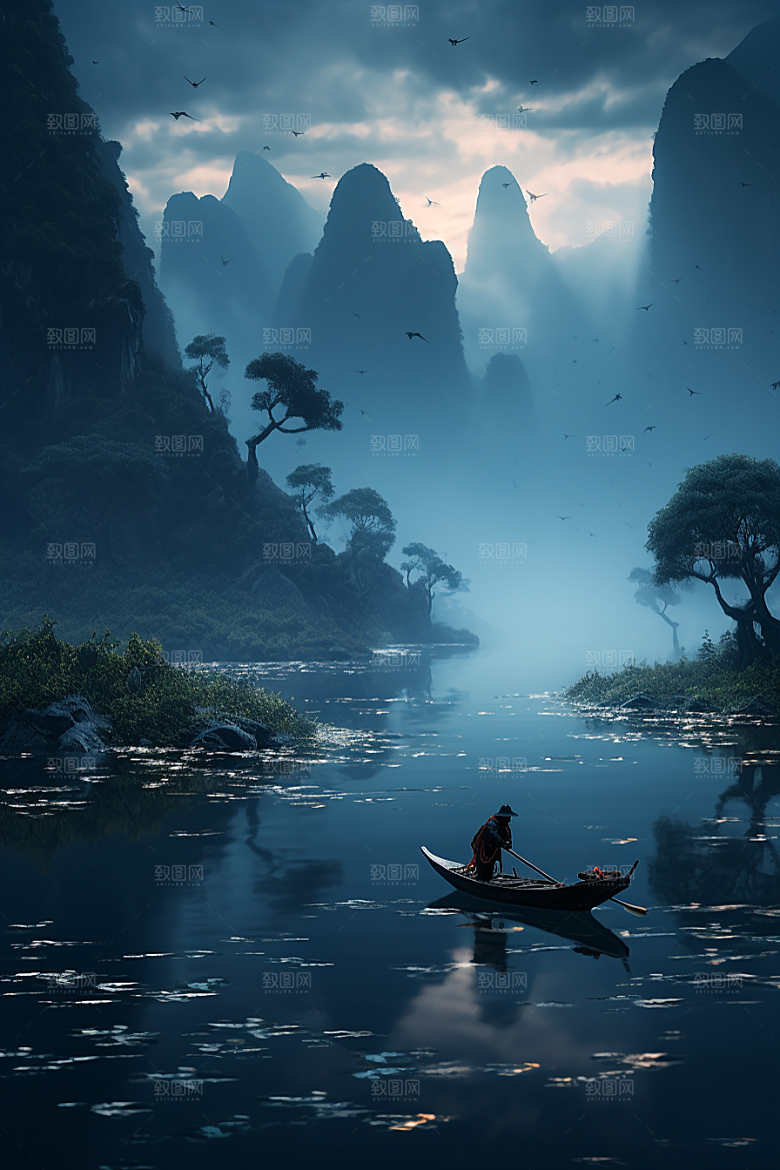 桂林山水精致漓江摄影图