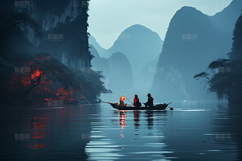 桂林山水精致漓江摄影图