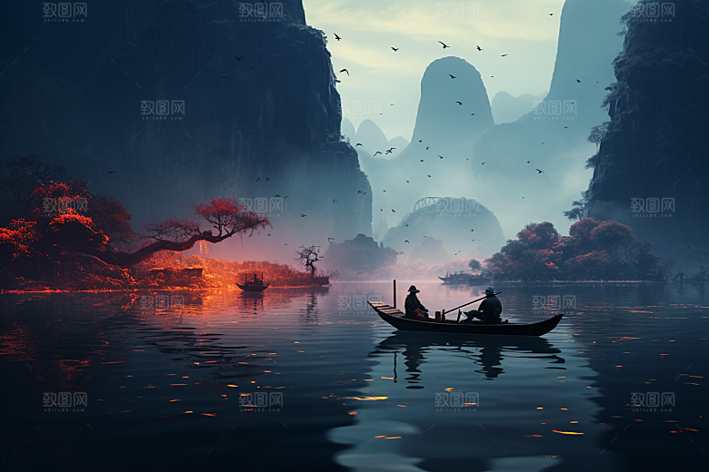 桂林山水旅行河流摄影图