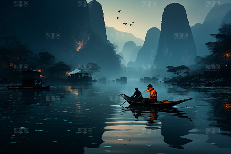 桂林山水旅游大气摄影图