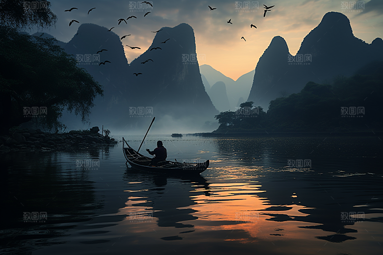 桂林山水自然阳朔摄影图