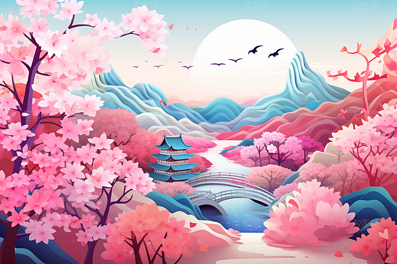 国潮长城层次立体剪纸