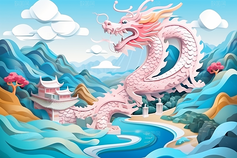 国潮长城立体艺术剪纸