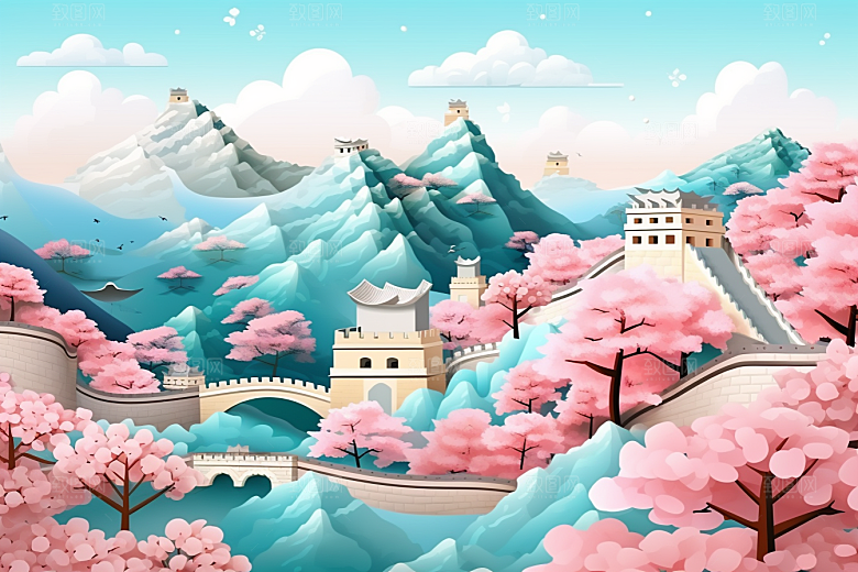 国潮长城艺术精致剪纸