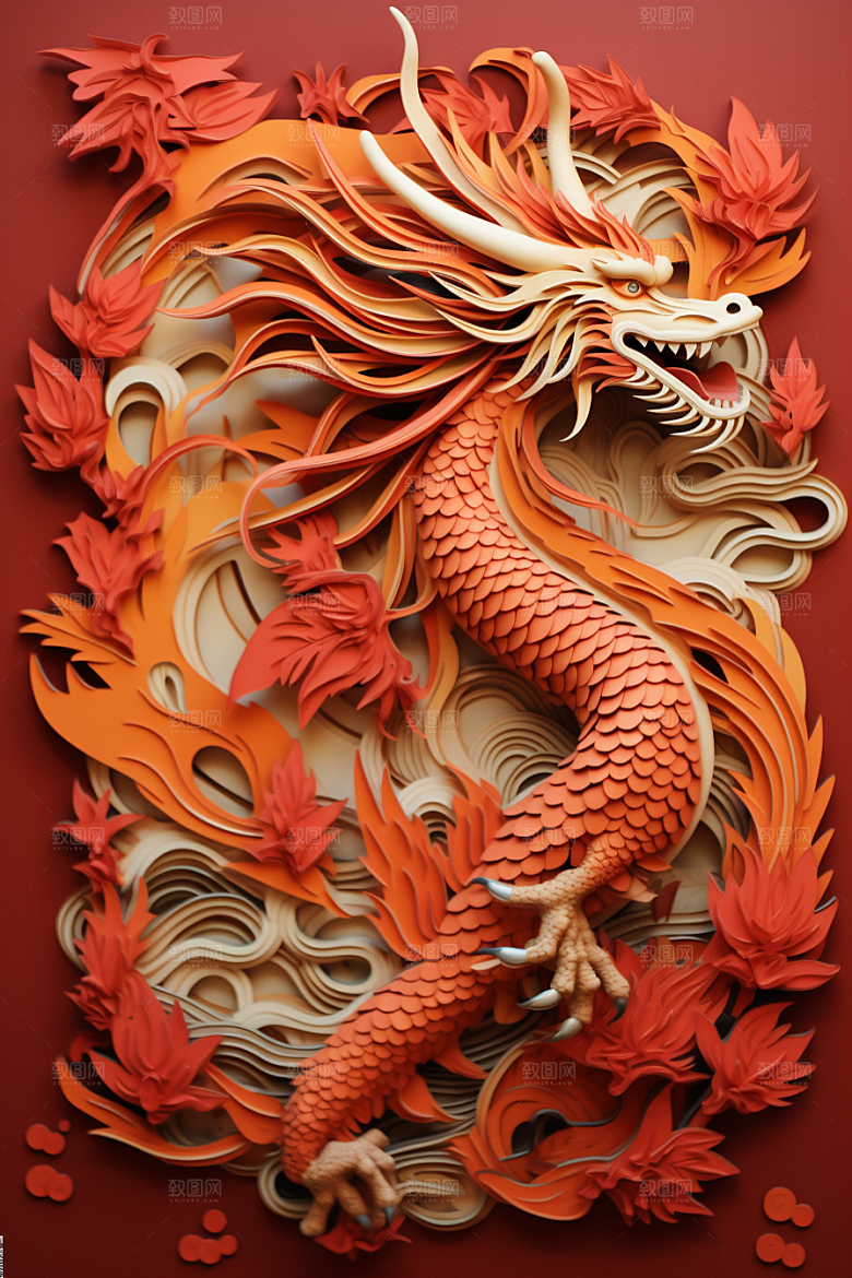 国潮长城中国风立体剪纸