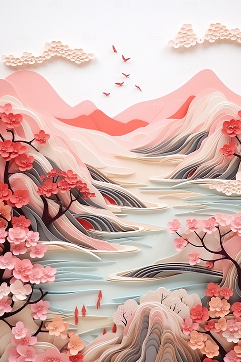 国潮长城立体艺术剪纸