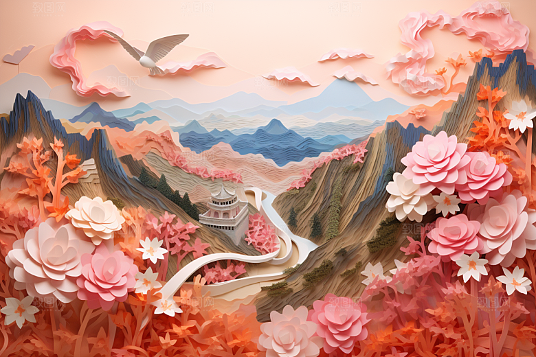 国潮长城精致艺术剪纸