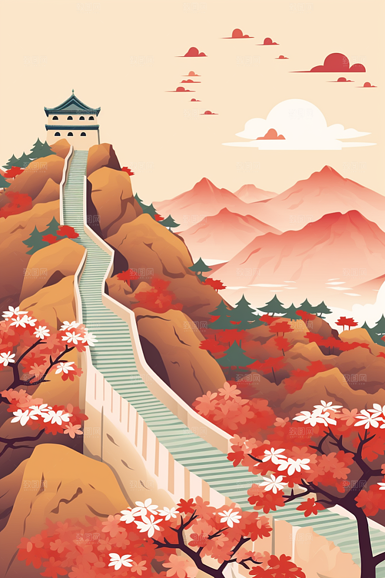 国潮长城精致艺术剪纸