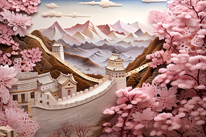 国潮长城新中式艺术剪纸
