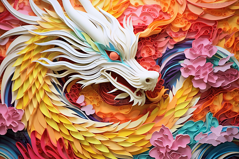 国潮长城精致工笔画剪纸