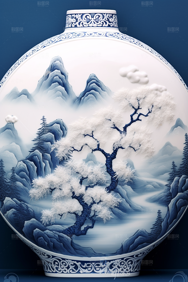 青花瓷古董器皿瓷器