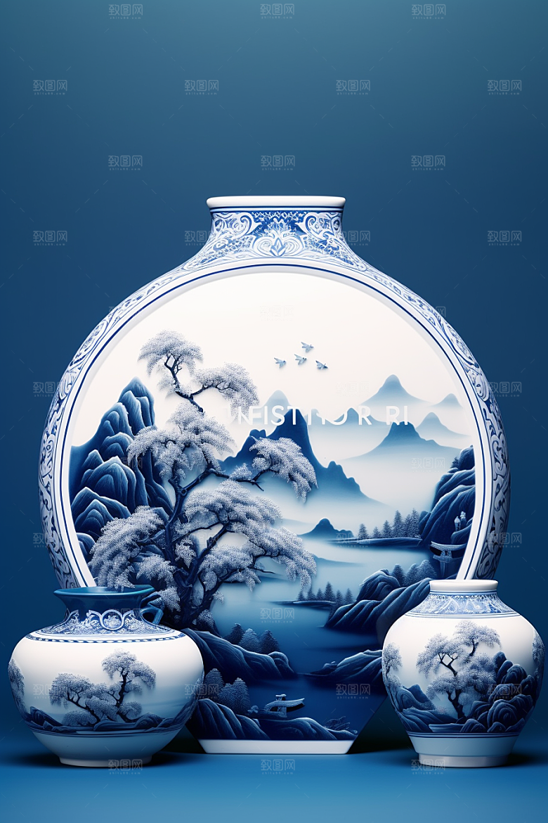 青花瓷国潮中国风瓷器