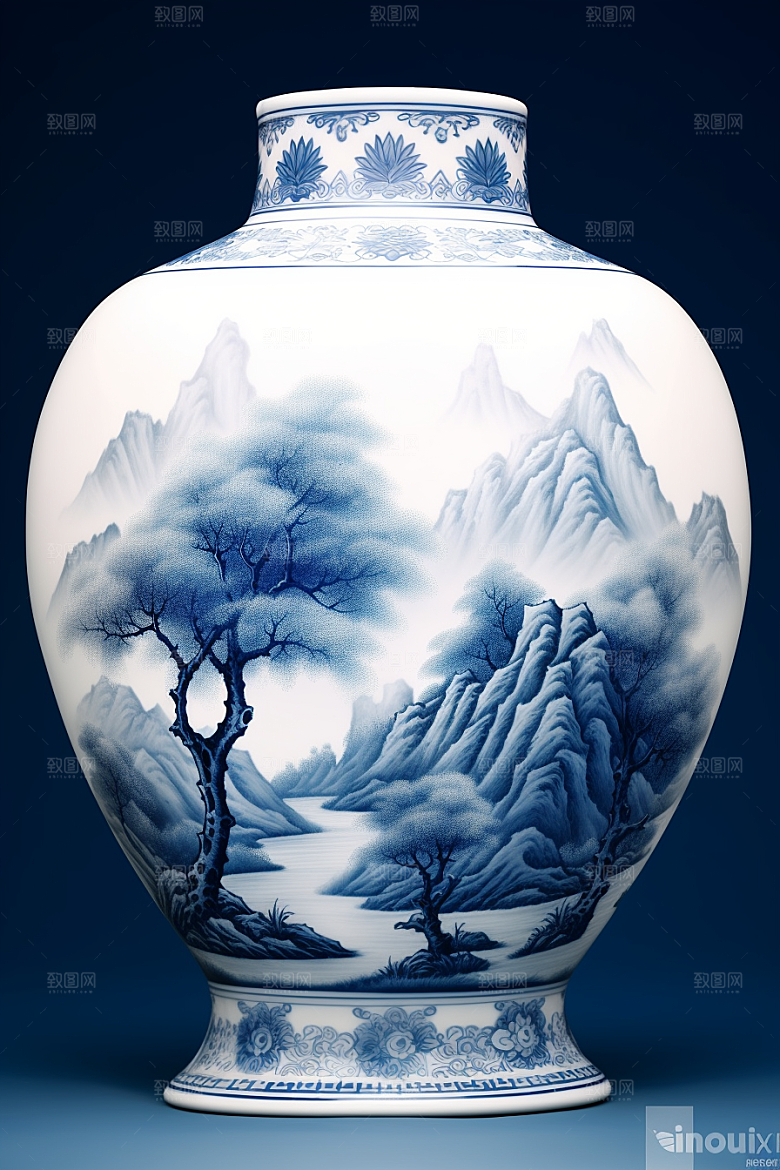 青花瓷工笔画陶瓷瓷器