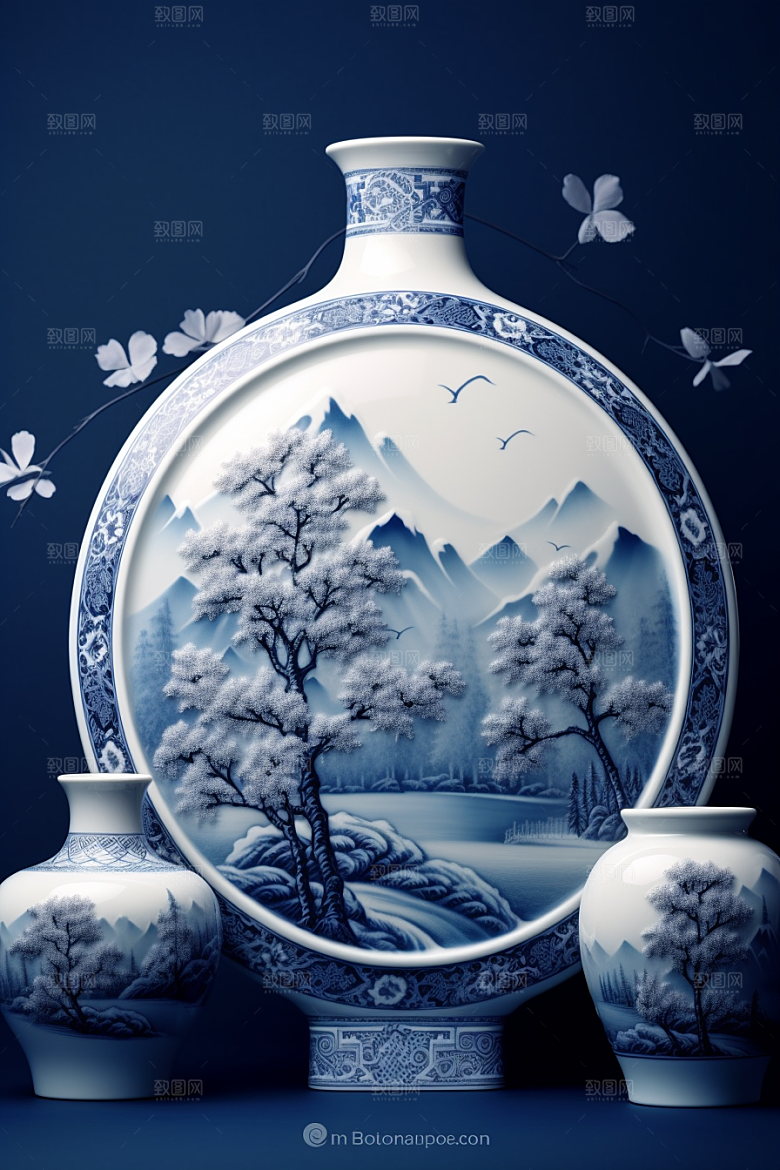 青花瓷中国风古董瓷器