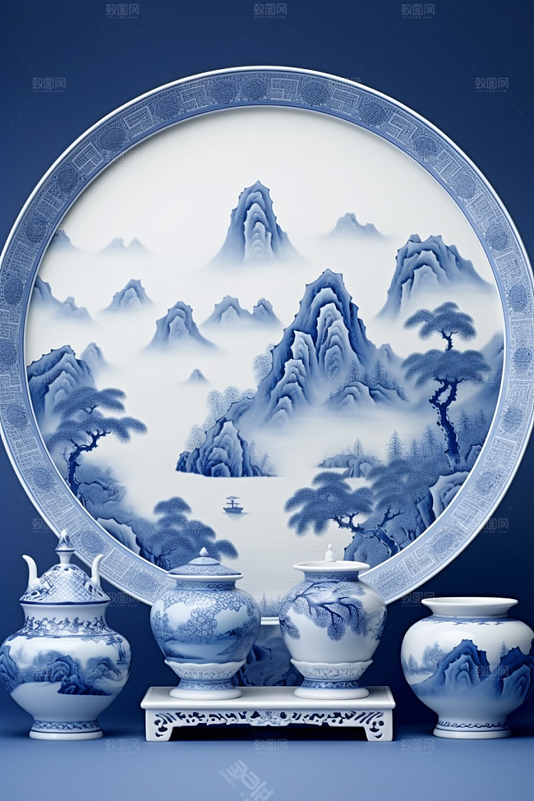 青花瓷丹青中国风瓷器