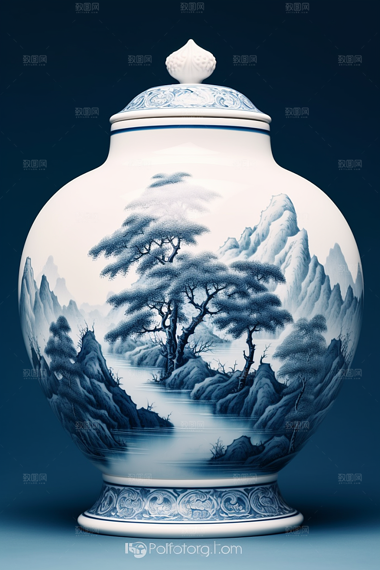 青花瓷陶瓷工笔画瓷器