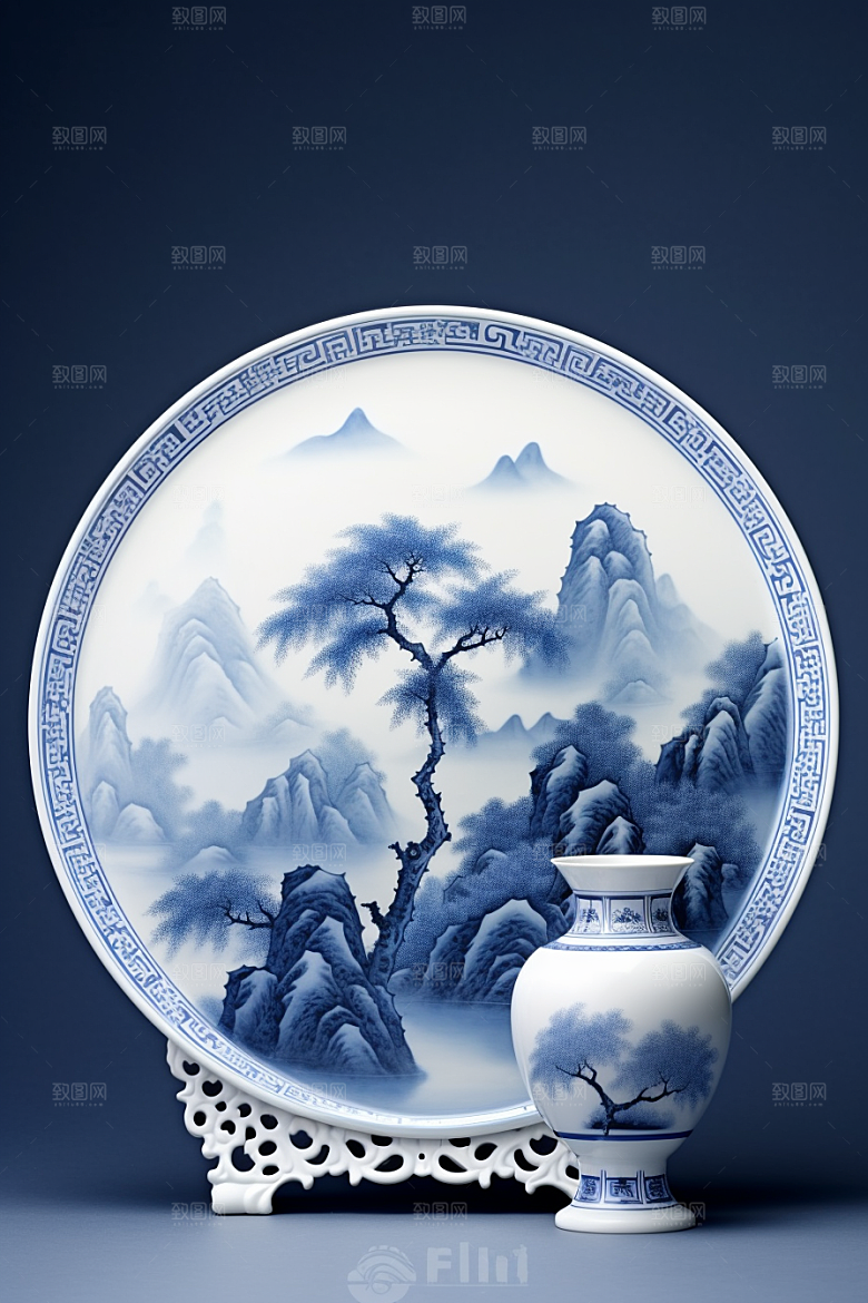 青花瓷古董器皿瓷器