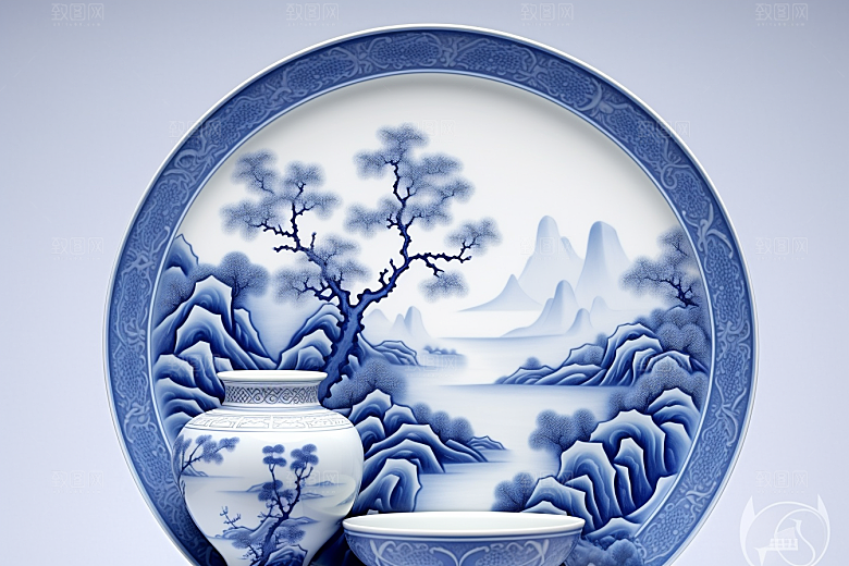青花瓷中国风陶瓷瓷器