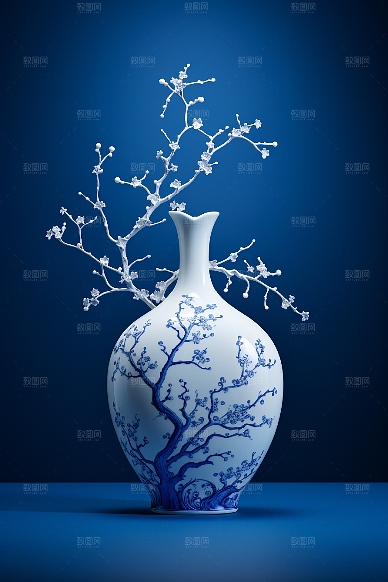 青花瓷国潮器皿瓷器