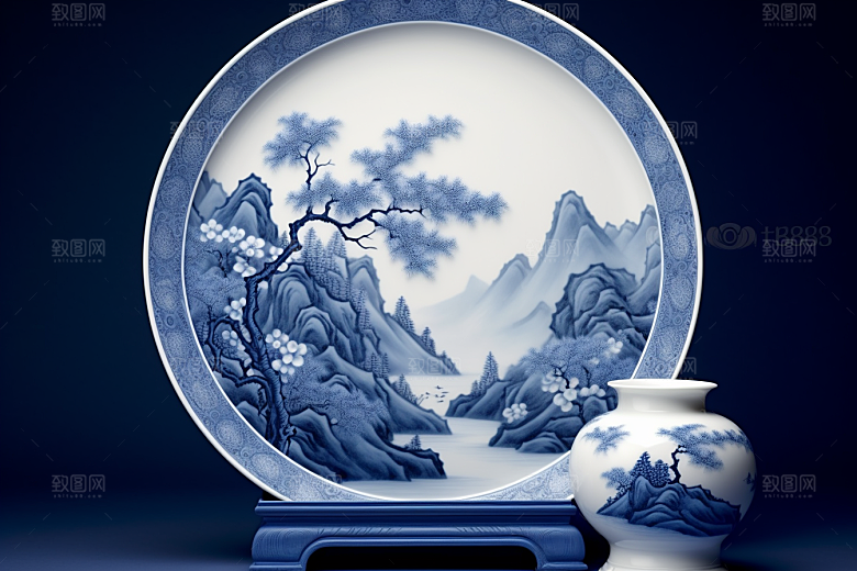 青花瓷古董中国风瓷器