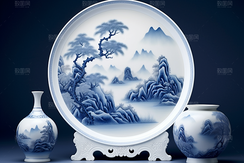 青花瓷中国风丹青瓷器