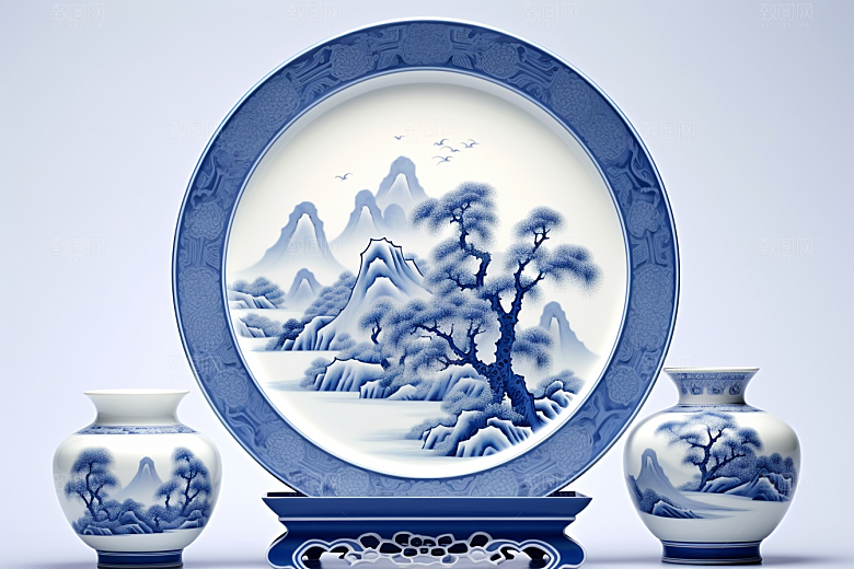 青花瓷中国风古董瓷器