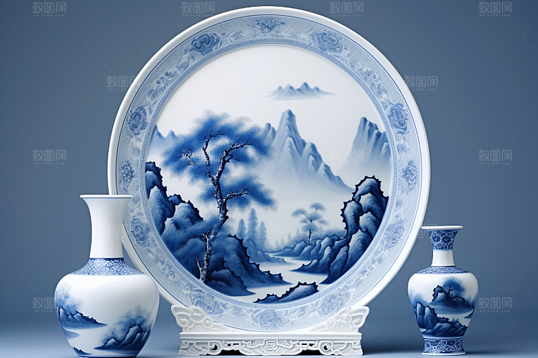 青花瓷国潮丹青瓷器