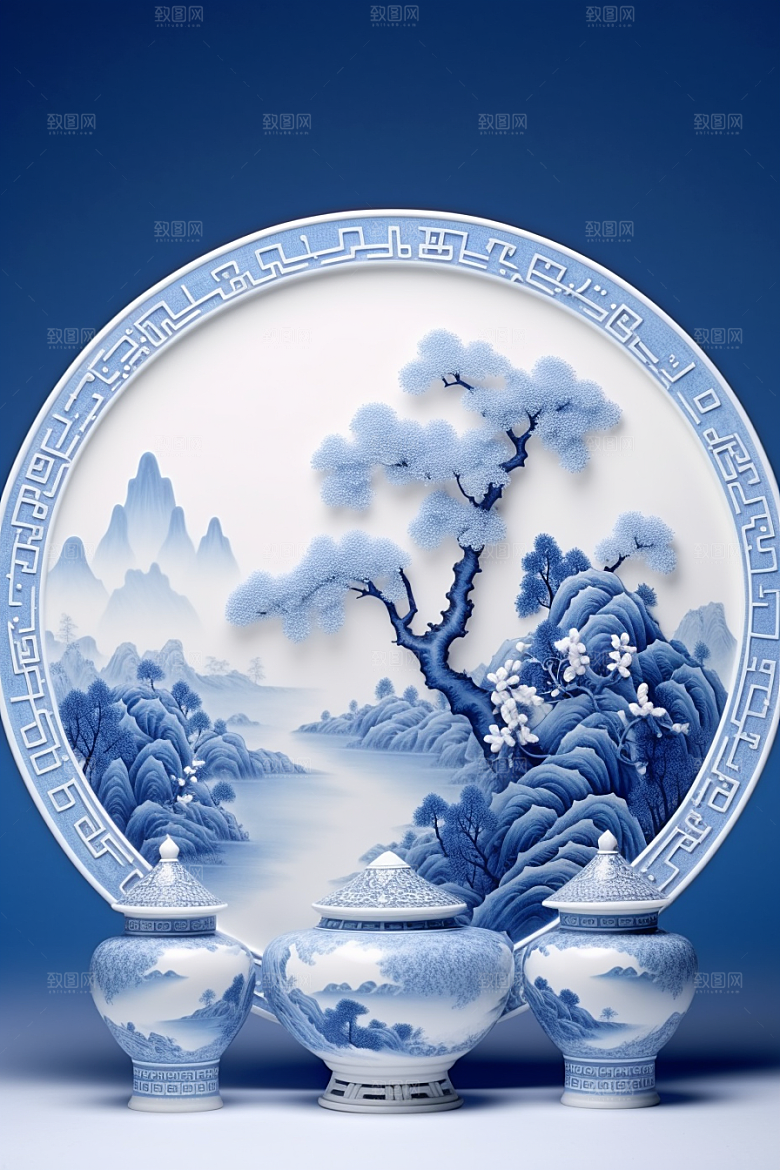 青花瓷陶瓷古董瓷器