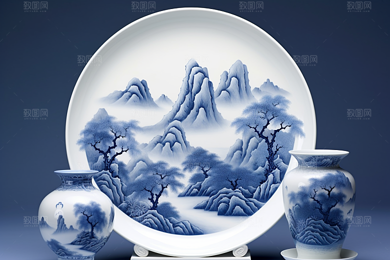 青花瓷国潮丹青瓷器