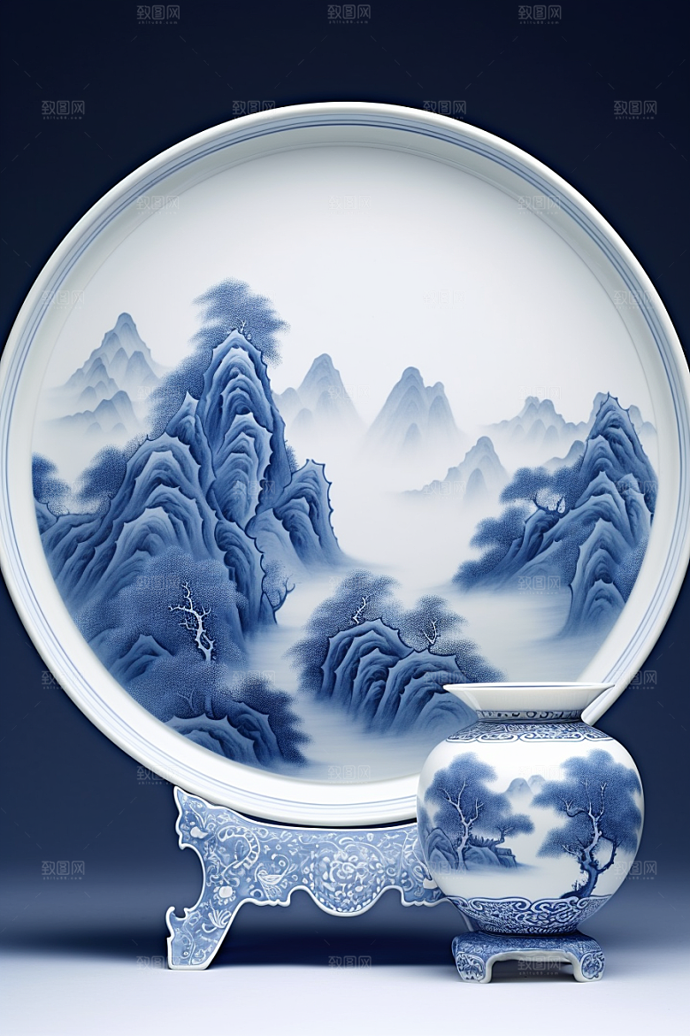 青花瓷古董中国风瓷器