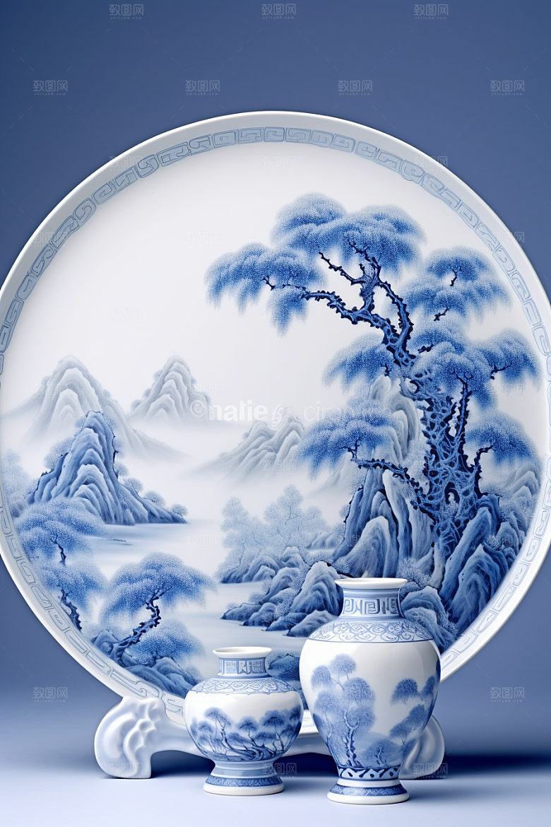 青花瓷中国风器皿瓷器