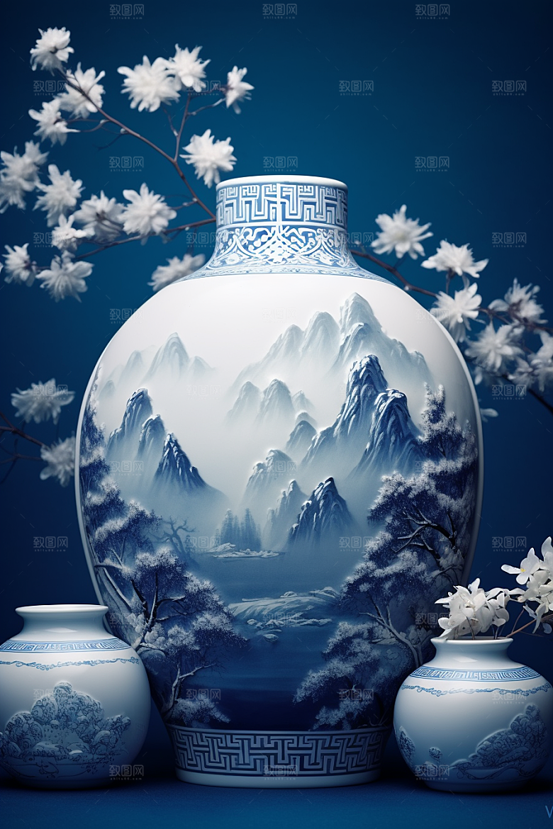 青花瓷古董中国风瓷器
