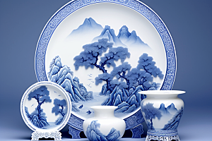 青花瓷国潮陶瓷瓷器
