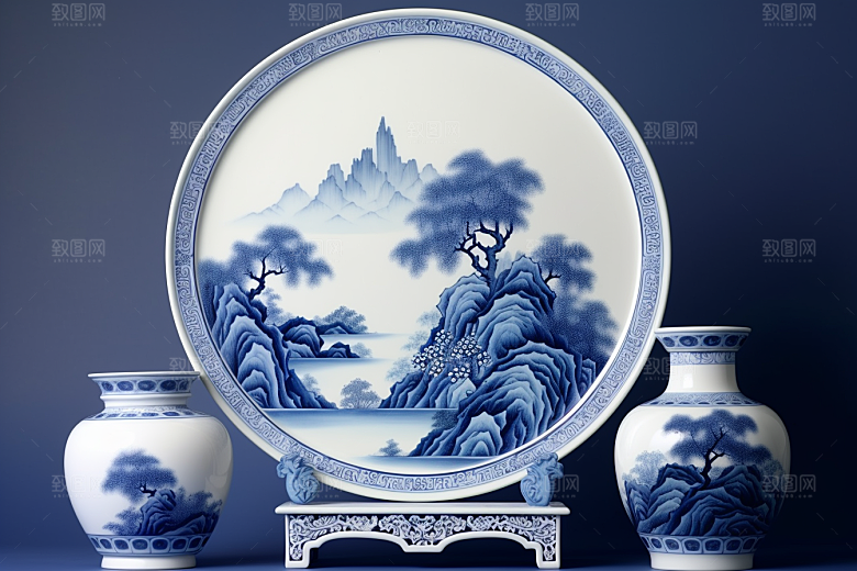 青花瓷国潮丹青瓷器