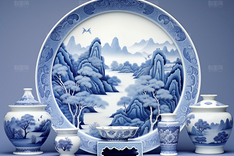 青花瓷陶瓷古董瓷器