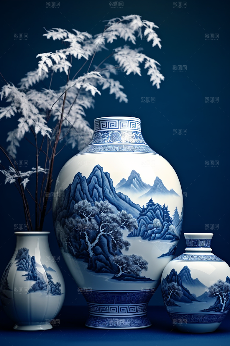 青花瓷古董中国风瓷器