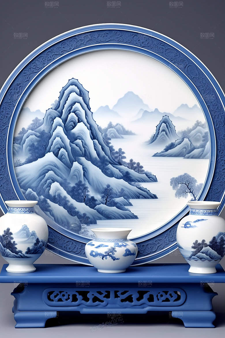 青花瓷丹青中国风瓷器